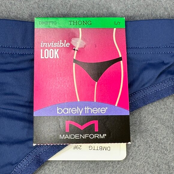 Maidenform Womens Size Large 7 Panty Thong Barely There Invisible Look Blue New - Picture 3 of 9